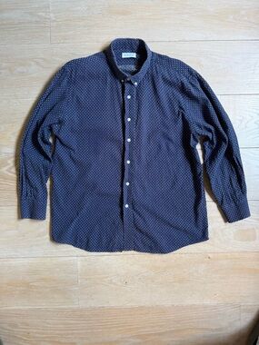 Barneys New York Men’s Navy Japanese stitch Button Down shirt